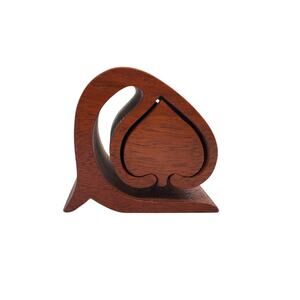 Handmade Wood Heart Jewelry Trinket Box Signed